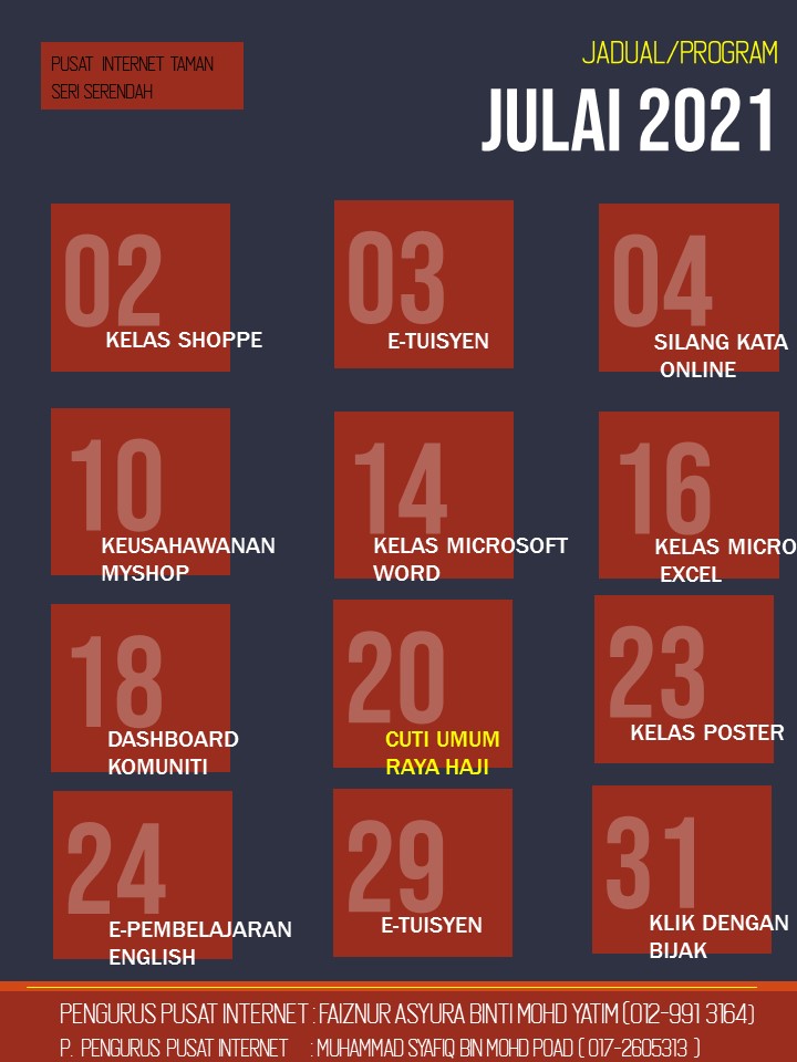 jadual bulan JULAI