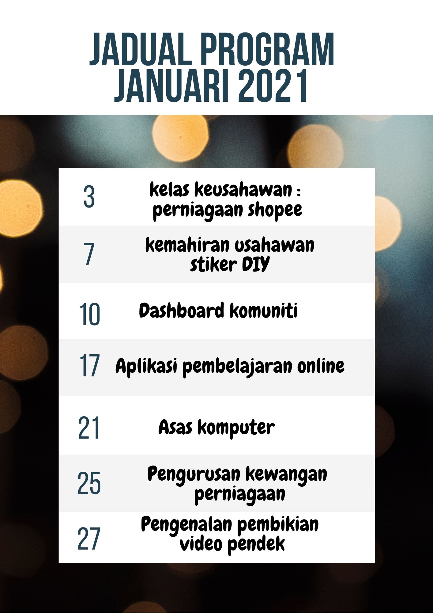 jadual program januari 2020 1