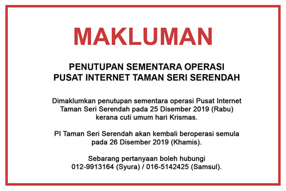 notis cuti krismas 2019